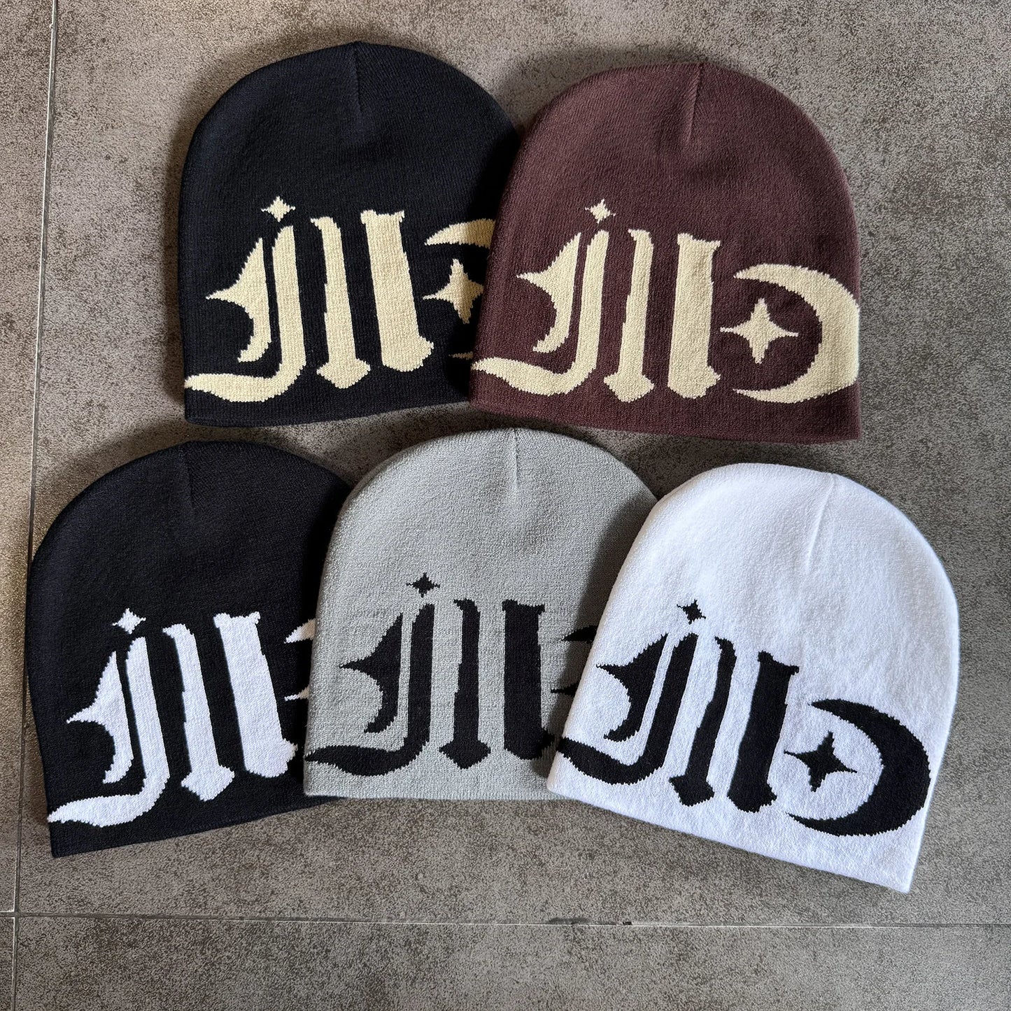 Fashion Jacquard Skull Cap Trendy Letter Knit Beanies Unisex Warm Hat