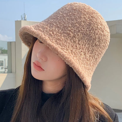 Wool Bucket Hat - Fashionable & Warm Winter Beanie, Cute Round Top Cap for Women & Girls (Unisex)