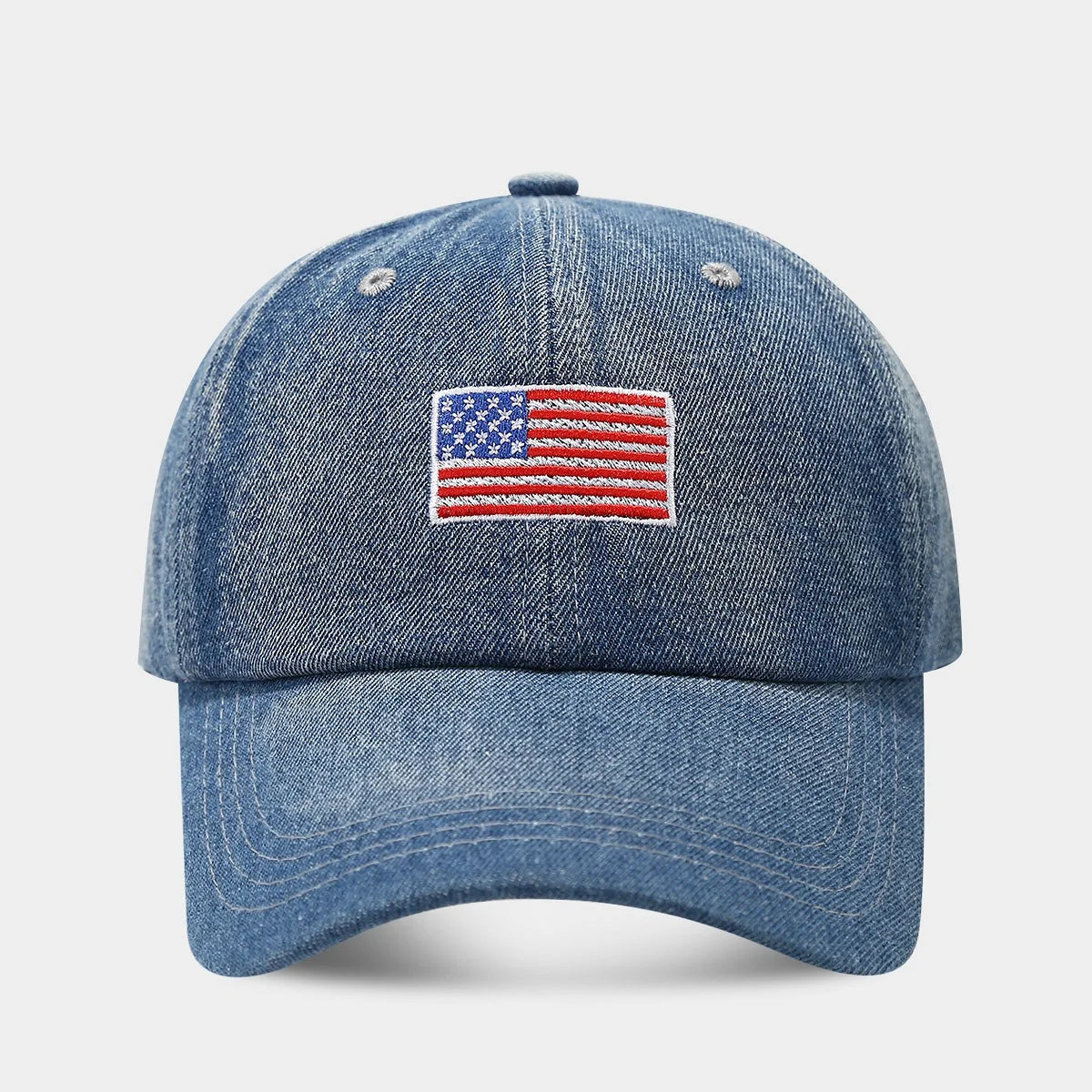American Flag Embroidered Cowboy Duck Tongue Hat
