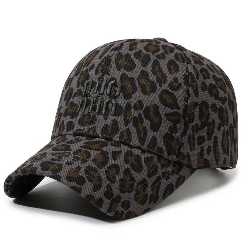 Letter Embroidery Leopard Print Baseball Cap