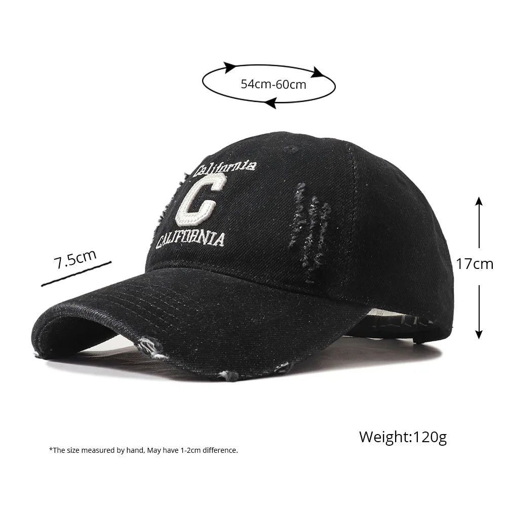 New Letter C Embroidered Washed Denim Baseball Cap