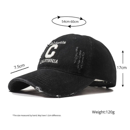 New Letter C Embroidered Washed Denim Baseball Cap