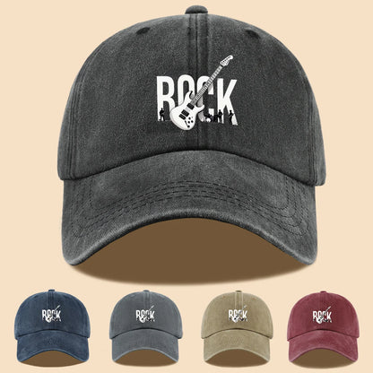 Rock Theme Electric Guitar Print Baseball Cap