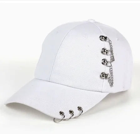 Y2K Punk Metal Chain Ring Baseball Cap Women