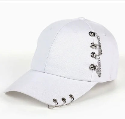 Y2K Punk Metal Chain Ring Baseball Cap Women