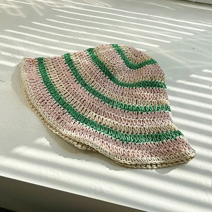 Rainbow Bucket Hat Casual Seaside Vacation Summer