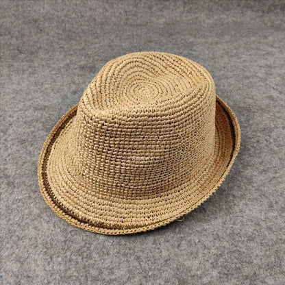 Handwoven Foldable Straw Sun Hat For Men And Women Premium Raffia Material