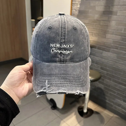 Vintage Washed Cotton Baseball Cap Women Letter Embroidery