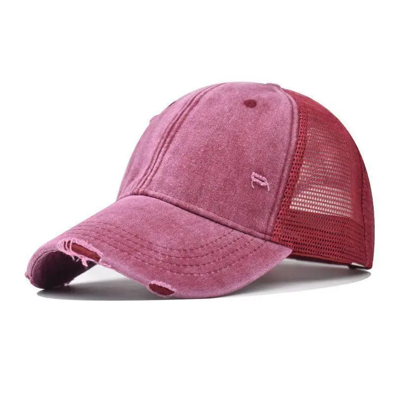 Cotton Washed Distressed Mesh Breathable Summer Baseball Cap