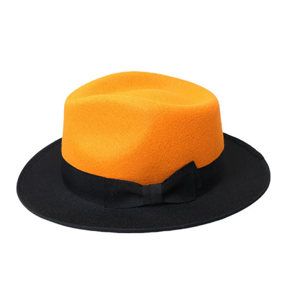 Men Women Wool Felt Fedora Hat Retro British Style Two Tone Jazz Cap
