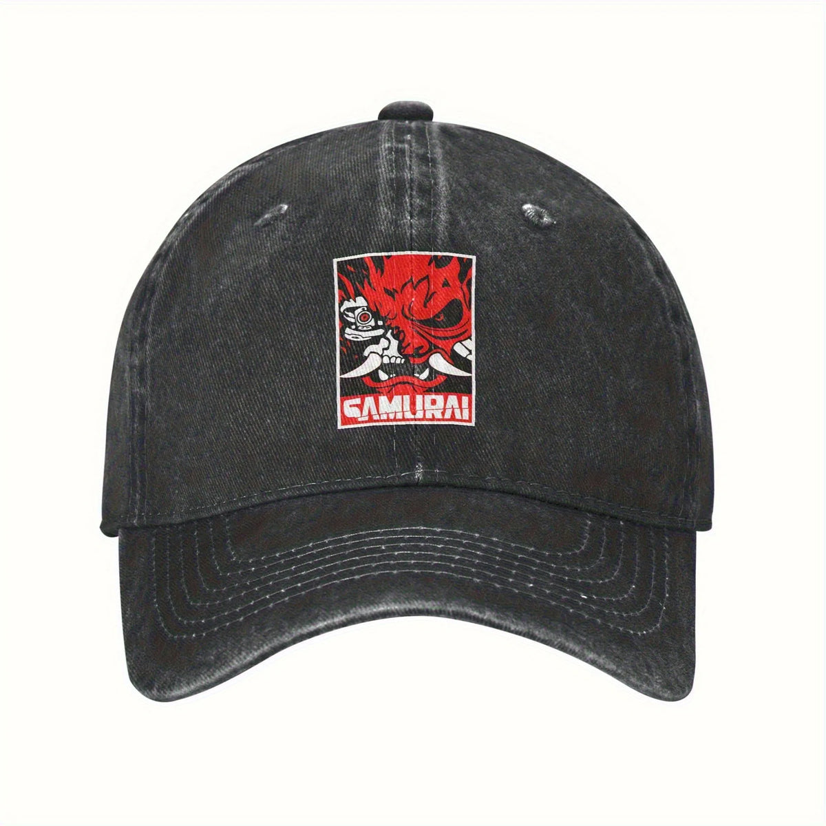 Cyberpunk Samurai Logo Washed Baseball Cap Unisex Casual Daily Outdoor Sun Hat