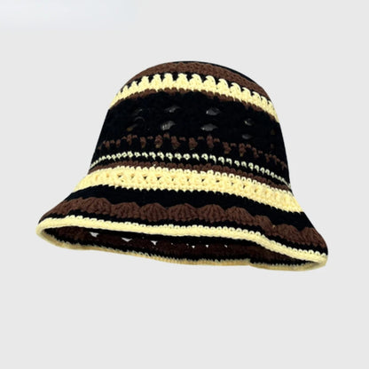 Dopamine Autumn Crochet Panama Cap Korean Handmade Bucket Hats