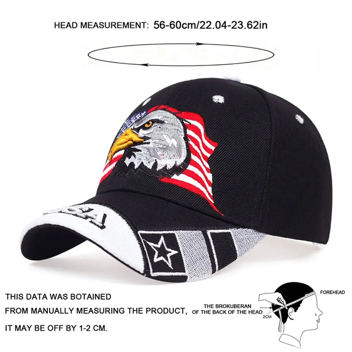 Unisex USA Eagle Embroidery Baseball Caps Adjustable Casual Hats Sunscreen Hat