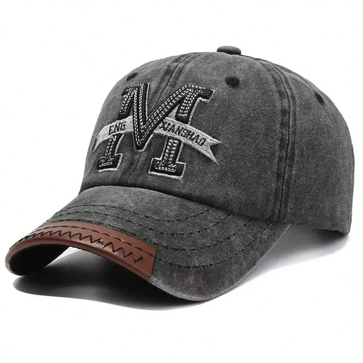 Unisex M Letter Embroidery Wash Baseball Caps