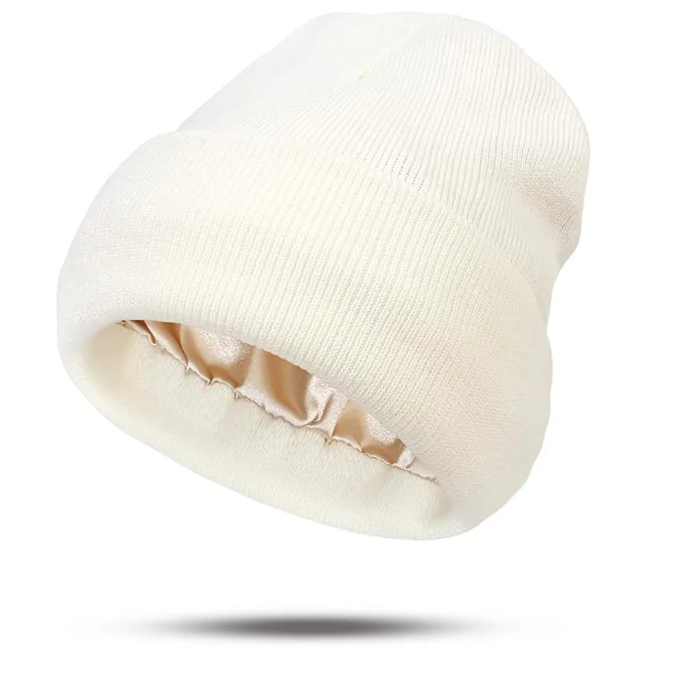 Winter Knit Beanies Satin Lined Winter Beanie For Women