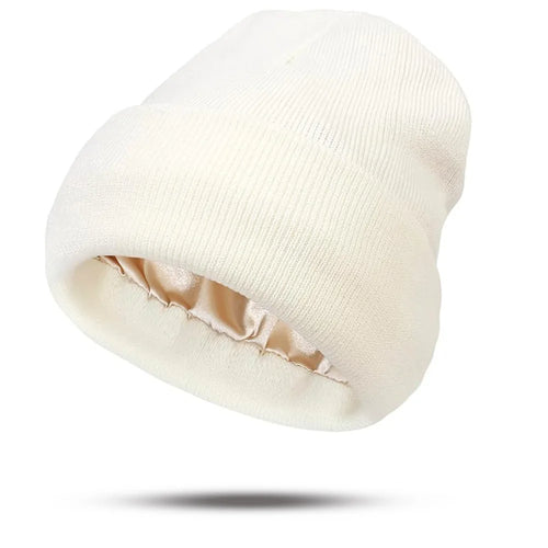 Winter Knit Beanies Satin Lined Winter Beanie For Women