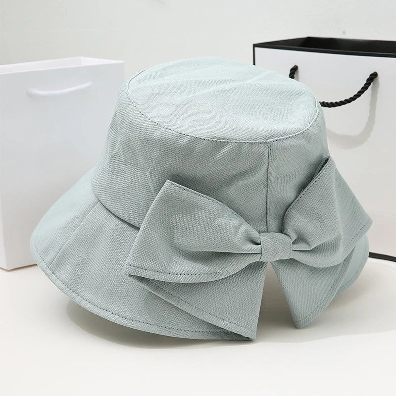 Big Bow Bucket Hat Women Women's Anti-UV Outdoor Bucket Hats