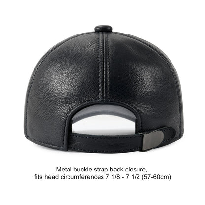 Men's Adjustable Baseball Cap Winter Driving Hunting Fishing Hat Genuine Leather Ivy