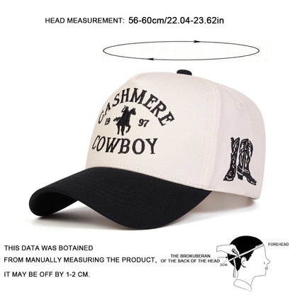 Unisex COWBOY Letter Embroidery Baseball Caps Adjustable Casual Hats Sunscreen Hat Sports Cap