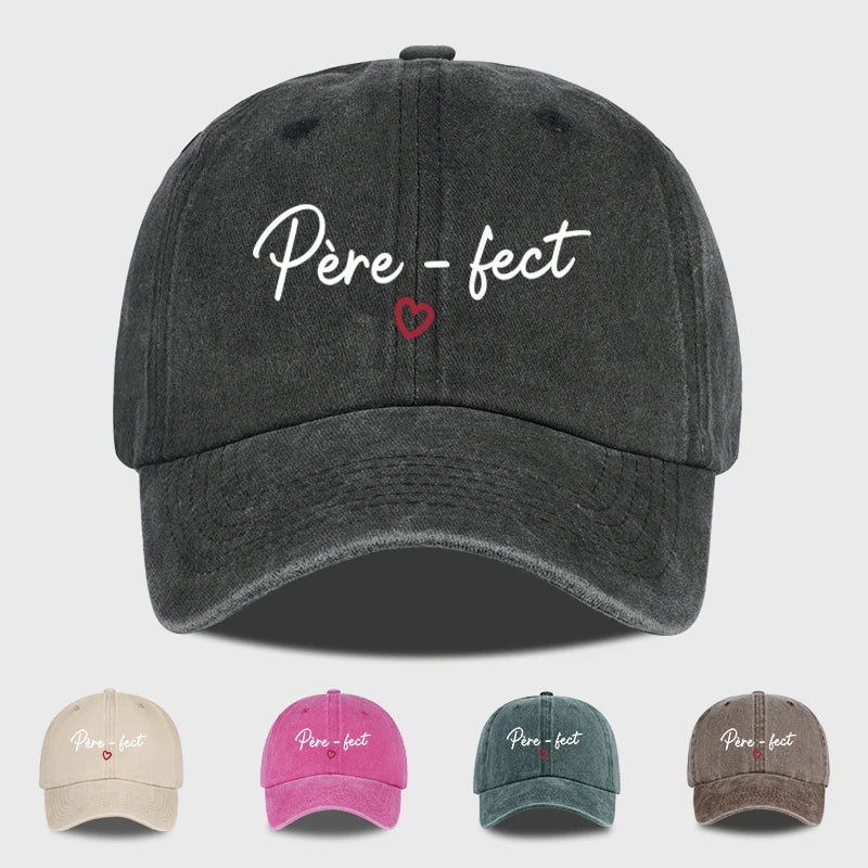 Retro “Père-fect” Printed Washed Baseball Cap