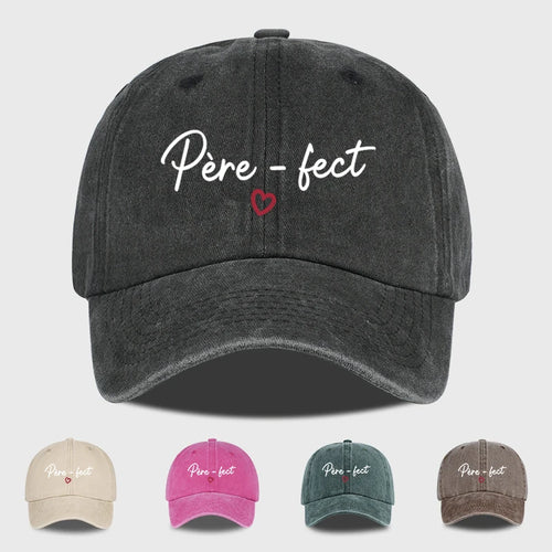 Retro “Père-fect” Printed Washed Baseball Cap