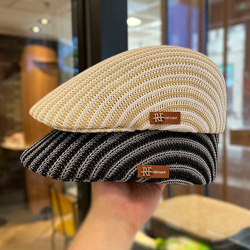 Men's Forward Hat Breathable Linen Knitted Duck Tongue Hat Summer