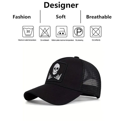 Unisex Skull Finger 666 Embroidery Baseball Net Caps Spring and Summer
