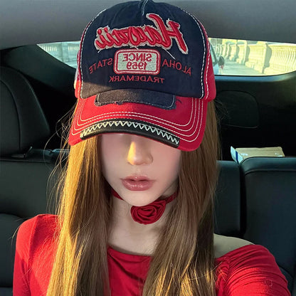 Retro Letter Embroidery Baseball Caps for Women Men