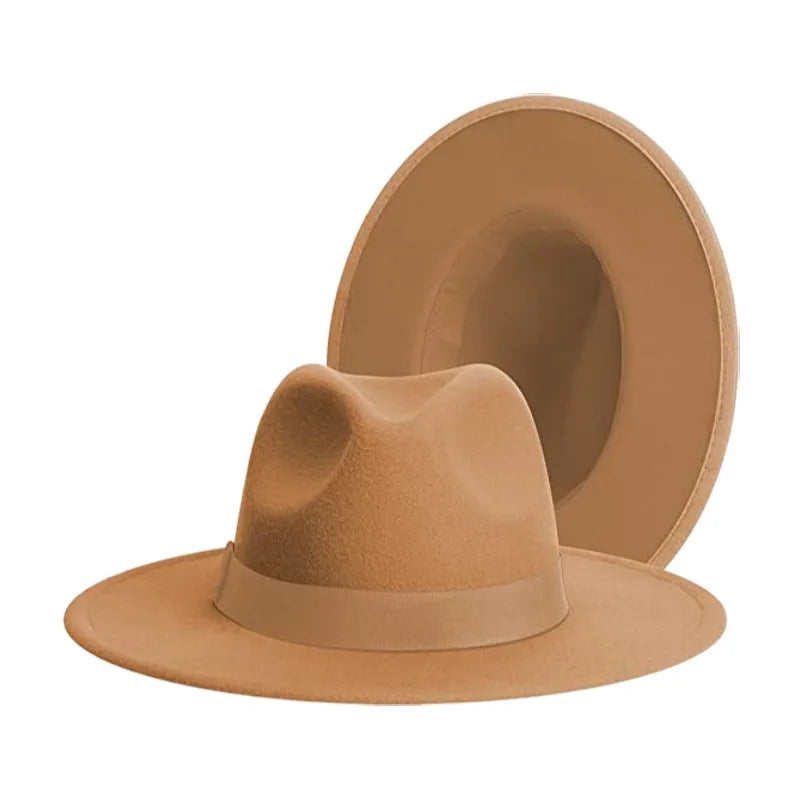 Men Women Felt Fedora Hats Wide Brim Fedoras Flat Brim Fedora Hats