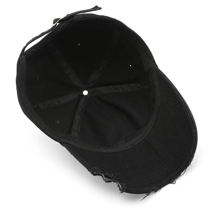 Men's Trendy Solid-Color Distressed Baseball Cap