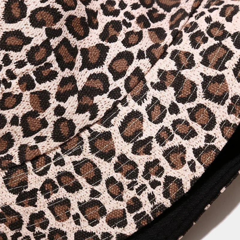 Reversible Bucket Hats Unisex Leopard Print Fisherman Hat