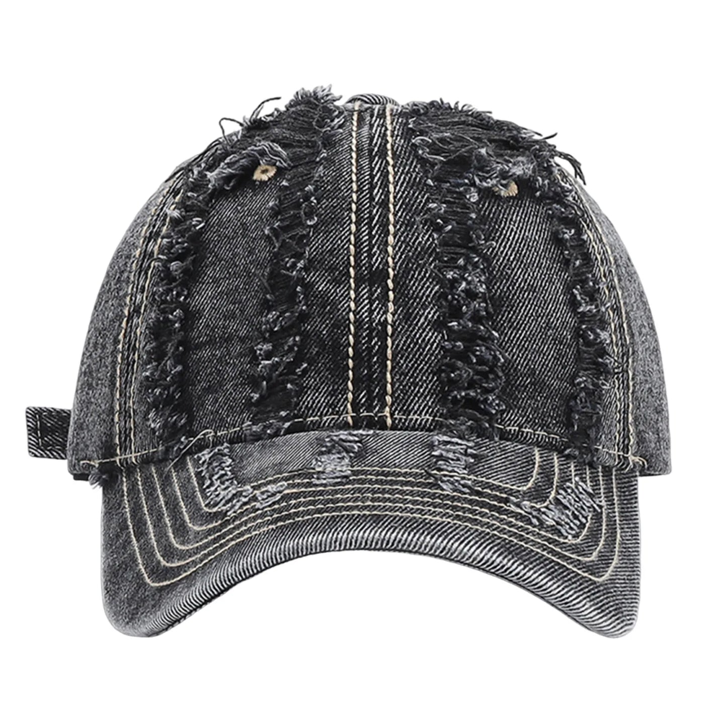 Stylish Distressed Washed Denim Baseball Cap Women Men