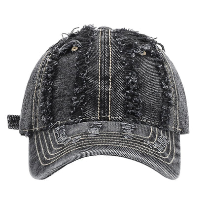 Stylish Distressed Washed Denim Baseball Cap Women Men