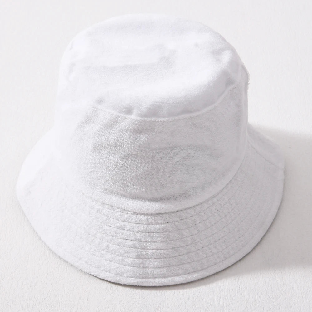 Simple Terry Cloth Towel Bucket Hat Spring Autumn