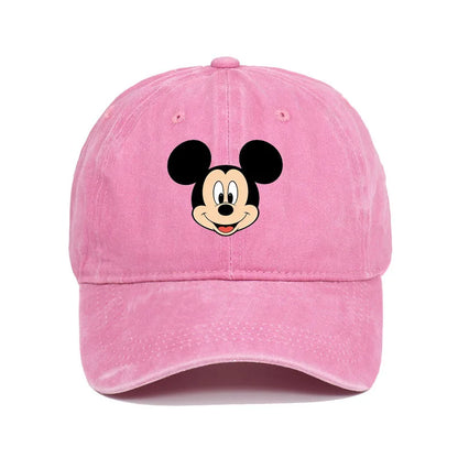 Unisex Vintage Washed Mickey Minnie Print Baseball Cap for Men Women