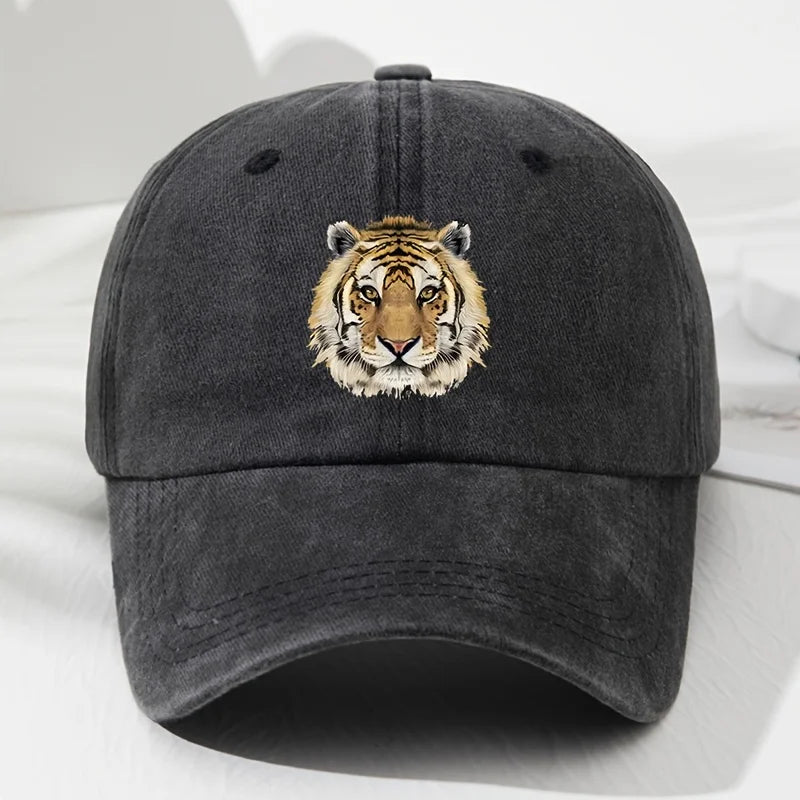 Tiger Print Soft Top Baseball Cap, Retro Adjustable