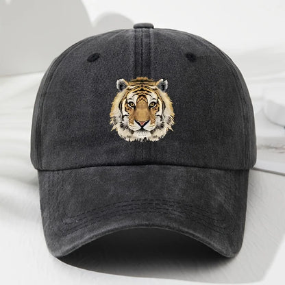 Tiger Print Soft Top Baseball Cap, Retro Adjustable