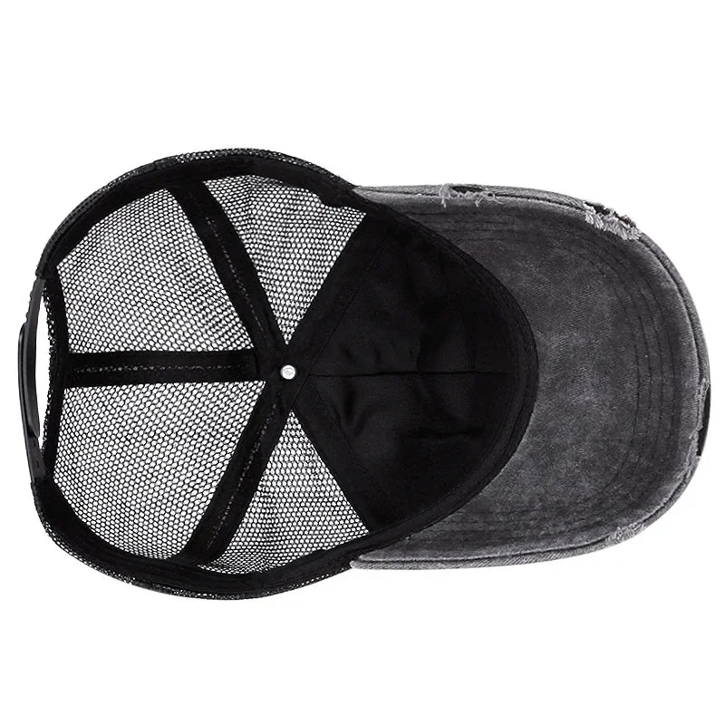 Vintage Washed Denim Baseball Caps For Women Men