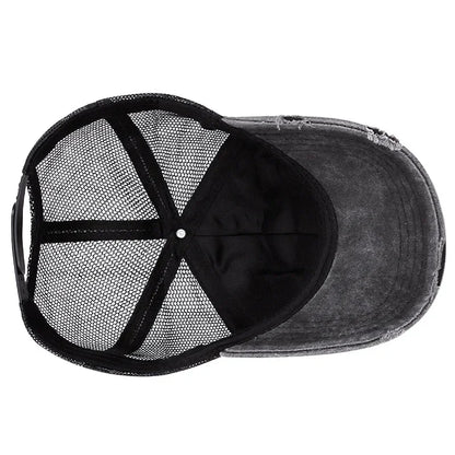 Vintage Washed Denim Baseball Caps For Women Men