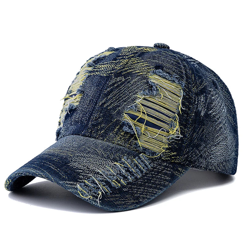 New Style Unisex Cap Tear Style Hole Vintage Starry Sky Pattern Baseball Caps