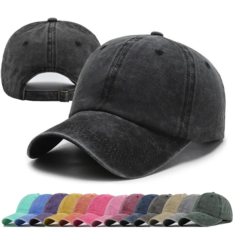 Retro Washed Cotton Baseball Cap Men Women