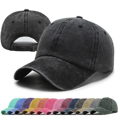 Retro Washed Cotton Baseball Cap Men Women