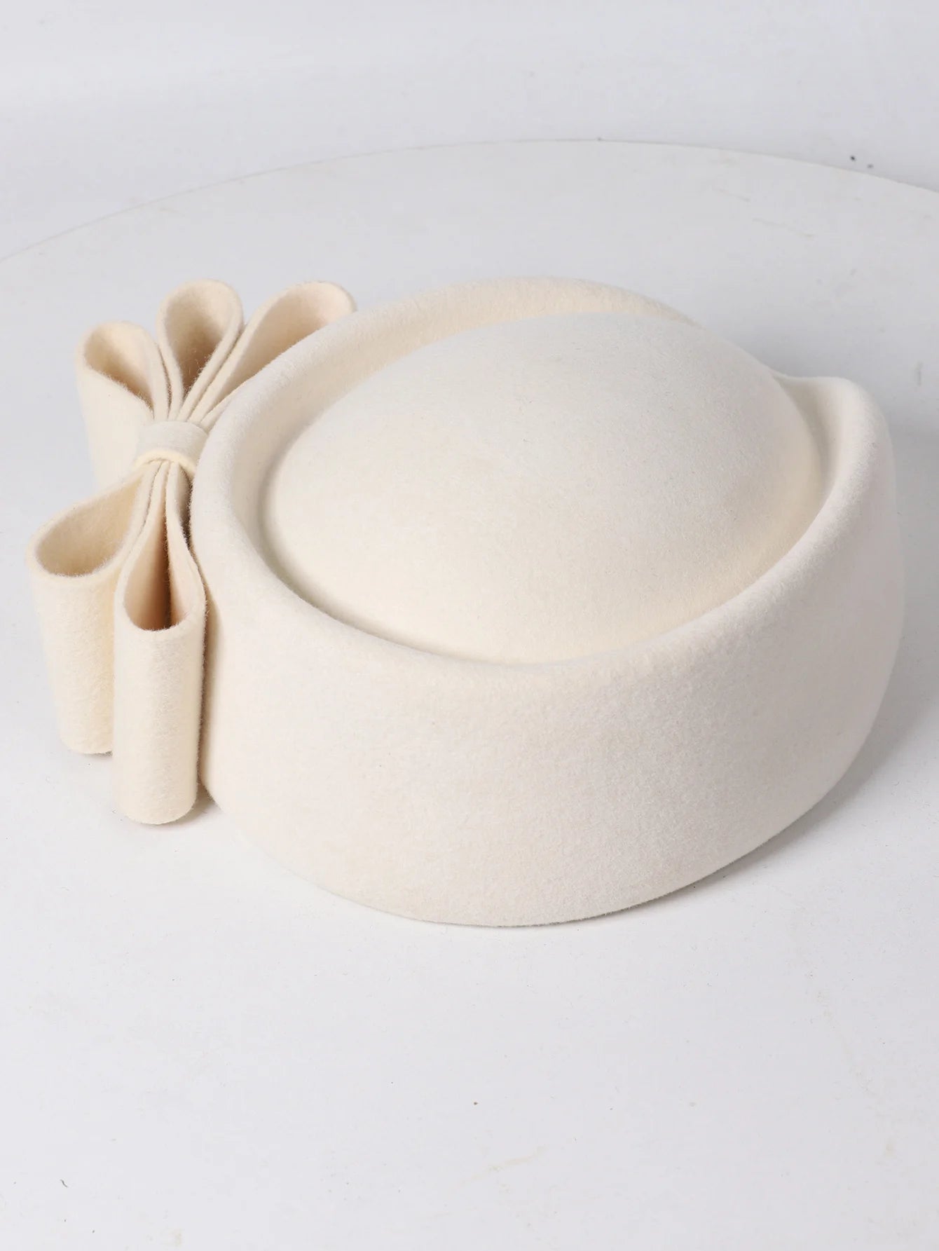Winter Pink Wool Fascinator French Beret Bowler Hats With Bowknot Elegant Wedding