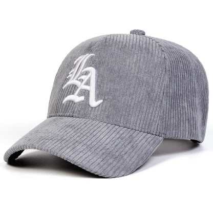 Unisex Gothic LA Embroidery Corduroy Baseball Caps