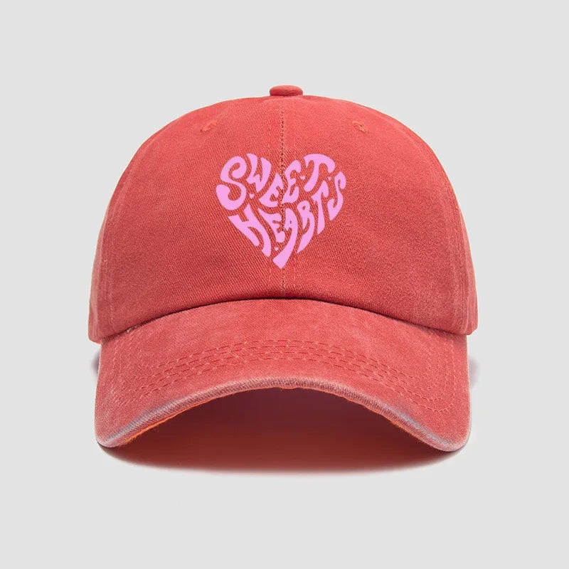 Pink Heart-Shaped Letter Printed Baseball Cap