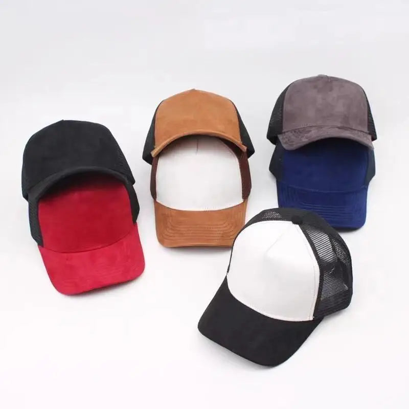 Unisex 5 Panel Suede Mesh Baseballl Cap Four Season Men Women