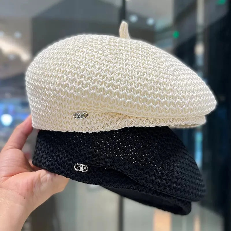 New Summer Beret Caps For Women Solid Breathable Outdoor
