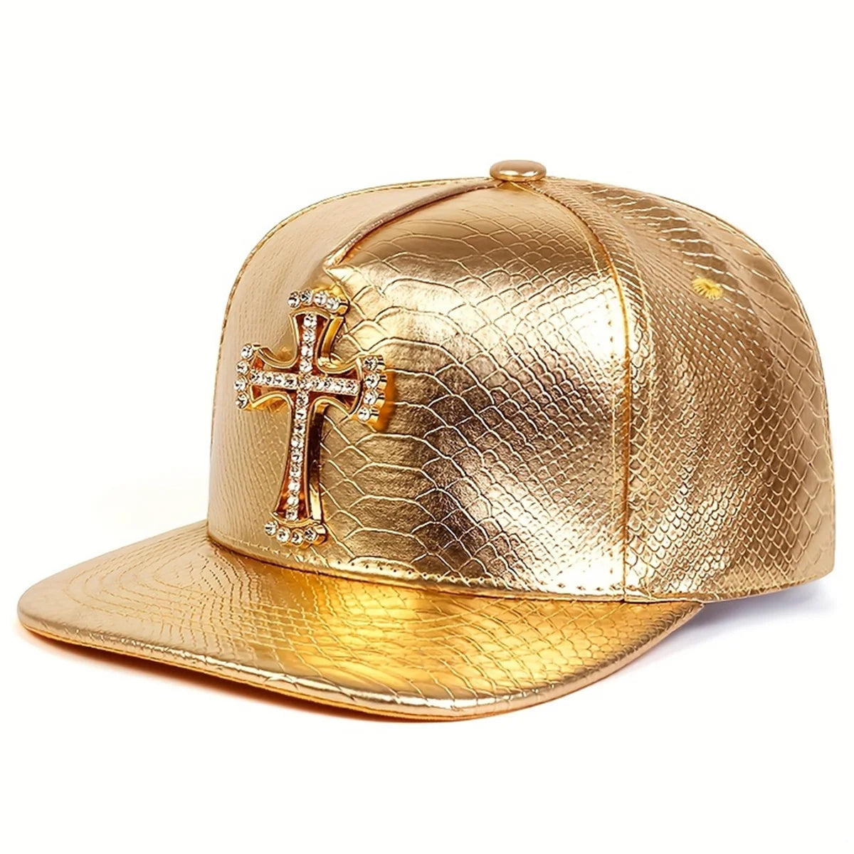 Unisex PU Leather Cross Hip Hop Hat Outdoor