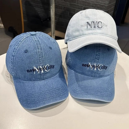 Unisex NYC Letter Embroidery Denim Baseball Cap