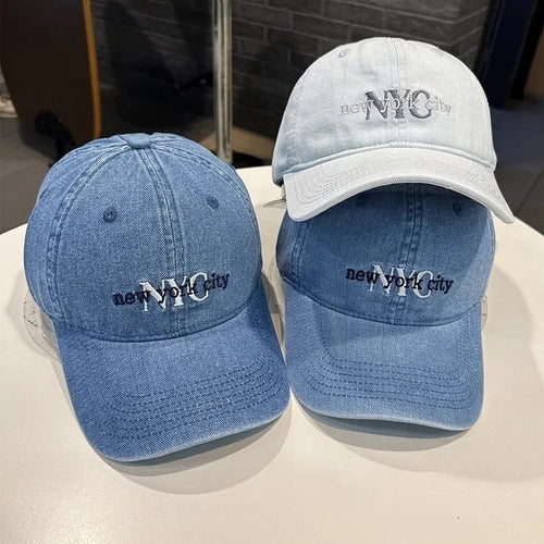 Unisex NYC Letter Embroidery Denim Baseball Cap